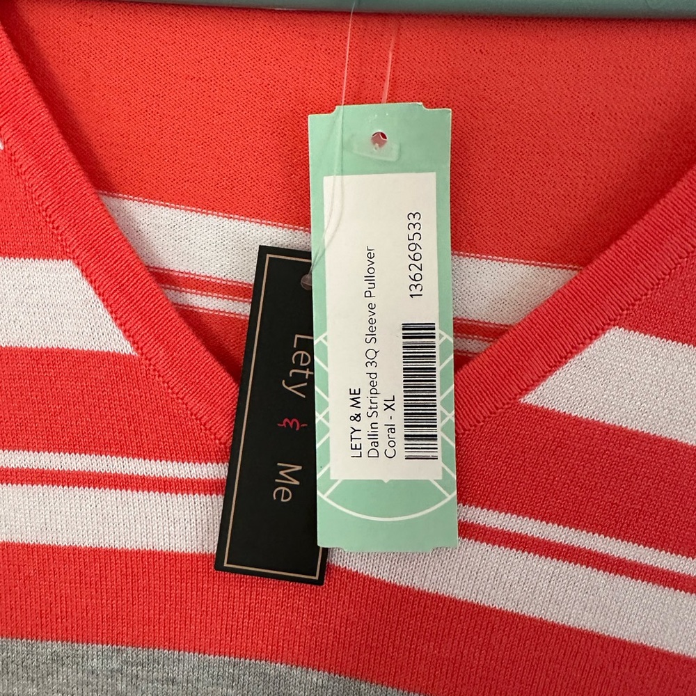 Stitch Fix Lety & Me Dallin Striped 3Q Sleeve Sweater